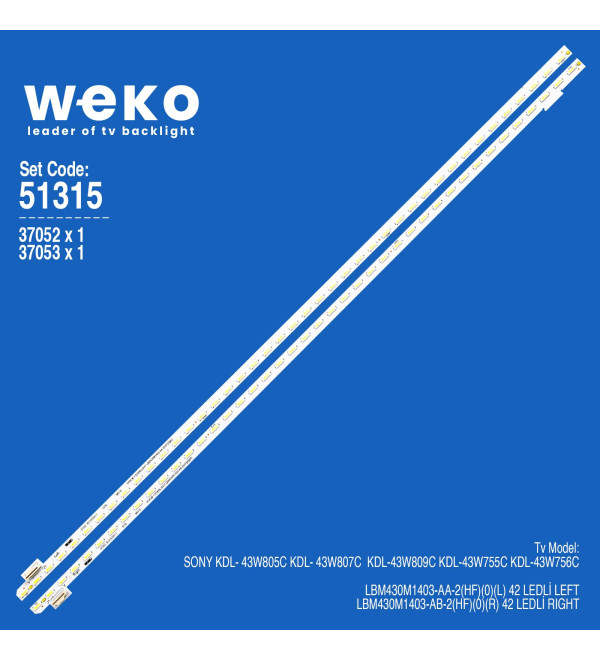 DEXTER WKSET-6315 37052X1 37053X1 LBM430M1 403-AA/AB 2 ADET LED BAR