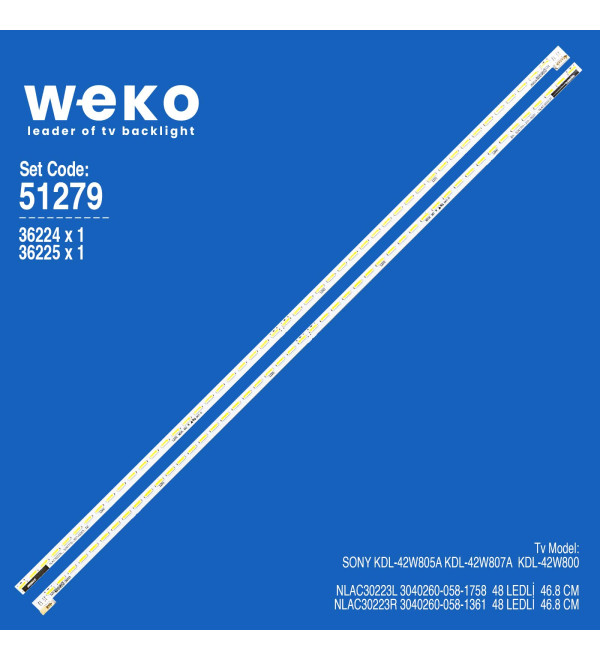 WKSET-6279 36224X1 36225X1 NLAC30223L/NLAC30223R 2 ADET LED BAR