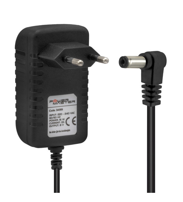 POWERMASTER PM-3499 8 VOLT - 2 AMPER 5.5*2.5 UÇLU POS MAKİNESİ ADAPTÖRÜ