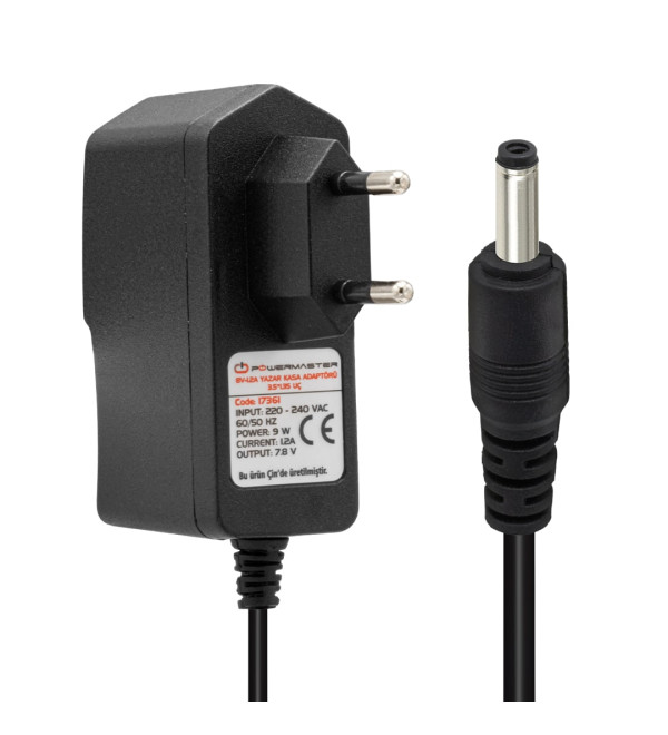 POWERMASTER EY-12W-8P 7.8 VOLT - 1.2 AMPER 3.5*1.35 UÇLU PLASTİK KASA ADAPTÖR