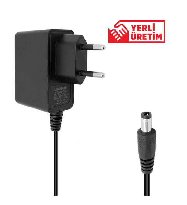 DEXTER WEKO 5 VOLT - 2 AMPER - 10 WATT 5.5*2.5 UÇLU YERLİ ÜRETİM PLASTİK KASA PRİZ TİPİ ADAPTÖR