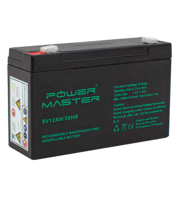 POWERMASTER 6 VOLT - 12 AMPER AKÜ (150 X 50 X 94 MM)