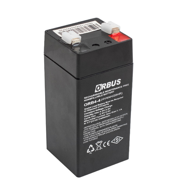 ORBUS ORB4-4 4 VOLT - 4 AMPER DİK AKÜ (45 X 45 X 100 MM)