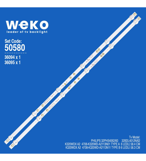 WKSET-5580 36094X1 36095X1 K320WDX A2  4708-K320WD-A2113N11 2 ADET LED BAR