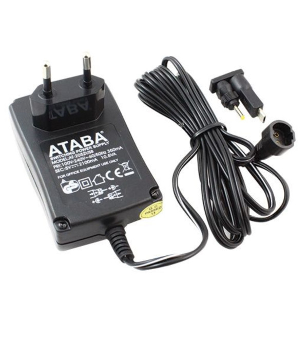 ATABA AT-2052 5 VOLT - 2.1 AMPER 2.5*0.7+MİCRO USB UÇLU PRİZ TİPİ ADAPTÖR