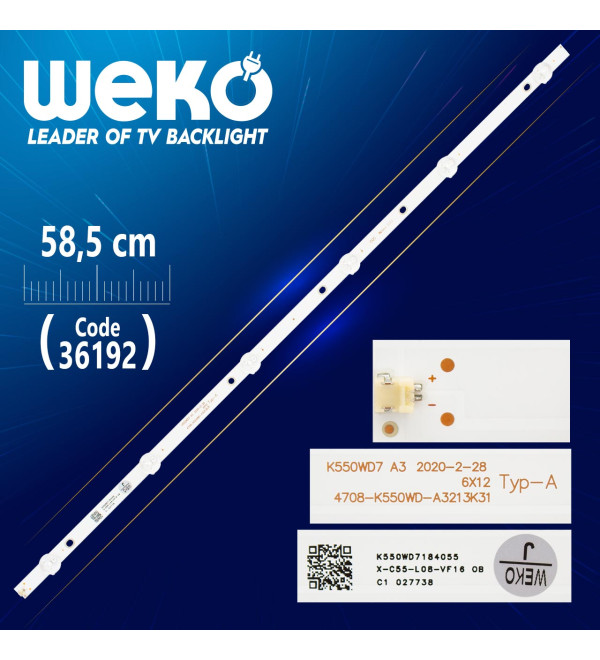 K550WD7 A3 6X12 TYP-A 4708-K550WD-A3213K31 6 LEDLİ 58.5 CM