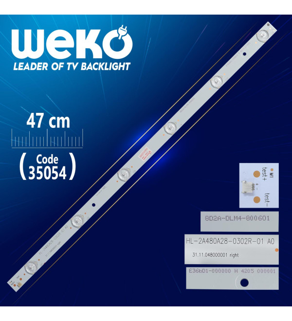 HL-2A480A28-0302R-01 A0 - 8D2A-DLM4-800601 -  RIGHT - 47 CM 6 LEDLİ (WK-826)