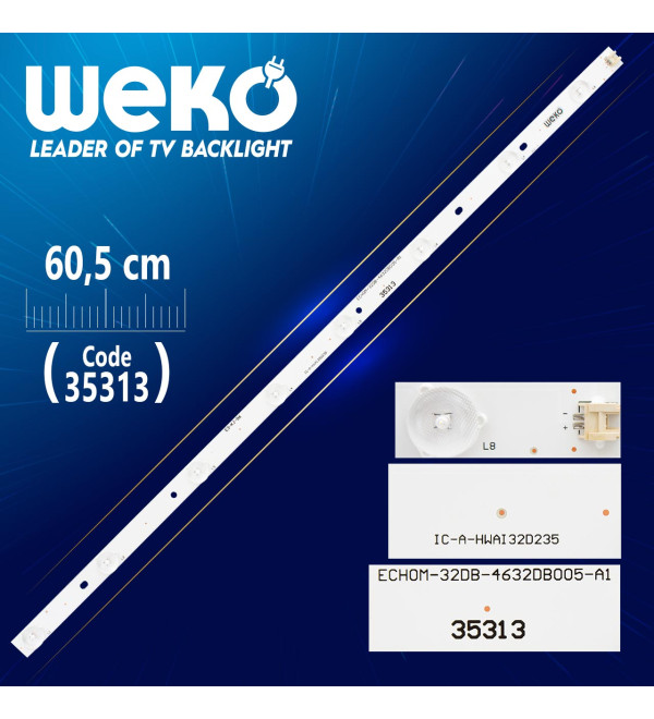 DEXTER IC-A-HWAI32D235 - ECHOM-32DB-4632DB008-A1 - E3-KL-B6 -  8 LEDLİ 60.5 CM - (WK-313)