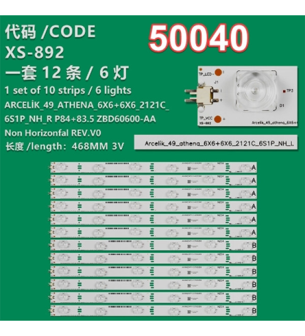 WKSET-5040 34723X6 34724X6 ARCELİK_49_ATHENA_6X6+6X6_2121C_6S1P_NH 12 ADET LED BAR