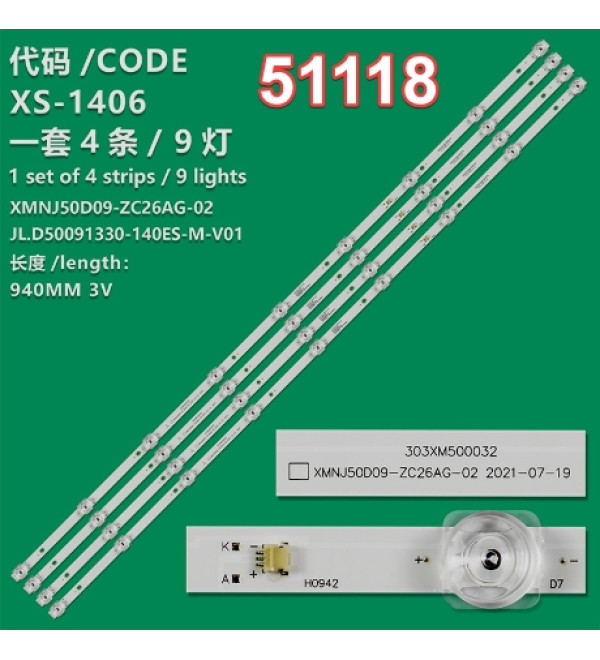 WKSET-6118 36899X4 XMNJ50D09-ZC26AG-02 9S1P   303XM500032 4 ADET LED BAR