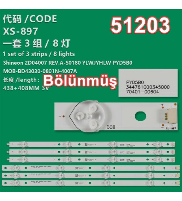 WKSET-6203 36044X3 SHİNEON 2D04007 REV.A - S0180 YLWJYHLW PYD5B0  3 ADET LED BAR