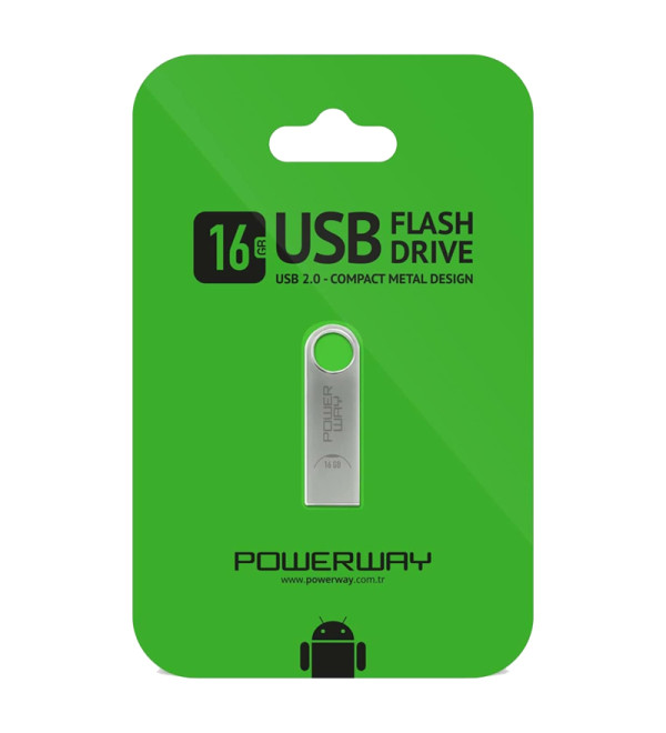 POWERWAY 16 GB METAL USB 2.0 FLASH BELLEK