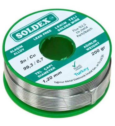 DEXTER SOLDEX KURŞUNSUZ 1.2MM 200 GRAM LEHİM TELİ SN99.3/CU 0.7