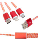 POWERMASTER MICRO USB/TYPE-C/LIGHTNING 2.1 AMPER METAL 1.2 METRE ŞARJ VE DATA KABLOSU