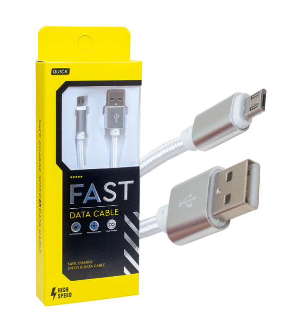 POWERMASTER METAL ÖRGÜLÜ MICRO USB ŞARJ VE DATA KABLOSU