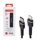 POWERWAY QC-48 ÖRGÜLÜ USB 3.0 TYPE C LIGHTNING DATA VE ŞARJ KABLOSU