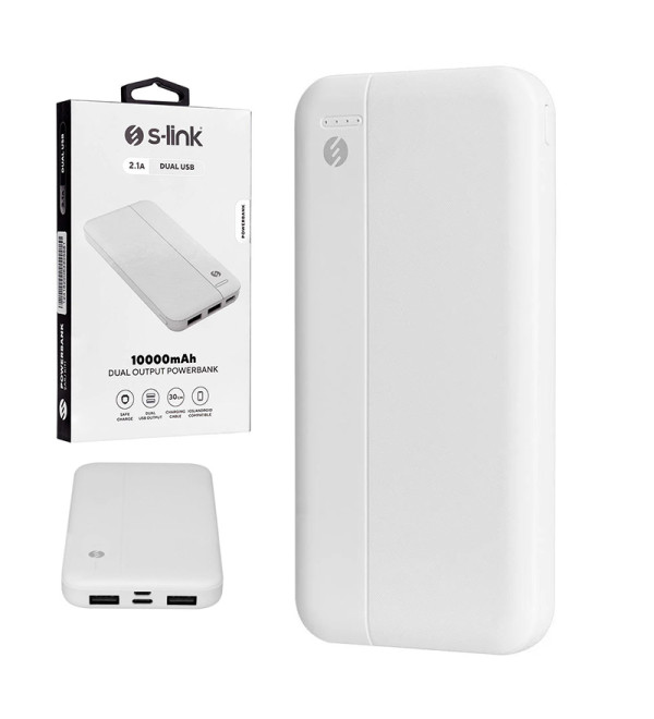 DEXTER S-LINK IP-G10N BEYAZ MICRO+TYPE C GİRİŞLİ 10000 MAH TAŞINABİLİR ŞARJ CİHAZI POWERBANK