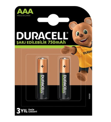 DEXTER DURACELL HR03/DC2400  AAA İNCE 2Lİ 750 MAH ŞARJLI PİL