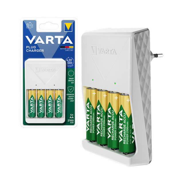 VARTA 4XAA 2100 MAH PİLLİ BEYAZ PLUG PİL ŞARJ CİHAZI