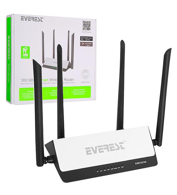 EVEREST EWR-521N4 300 MBPS SMART KABLOSUZ REPEATER+ACCESS POINT+ROUTER