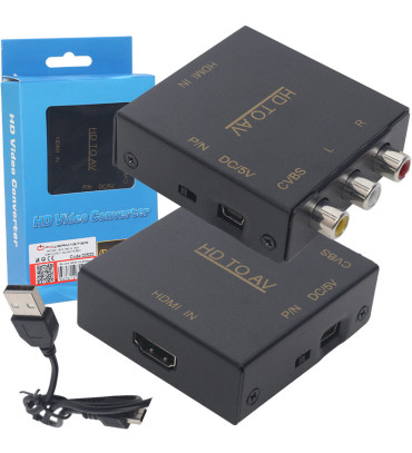 DEXTER POWERMASTER PM-33523 HDMI TO RCA AV ÇEVİRİCİ ADAPTÖR METAL KASA