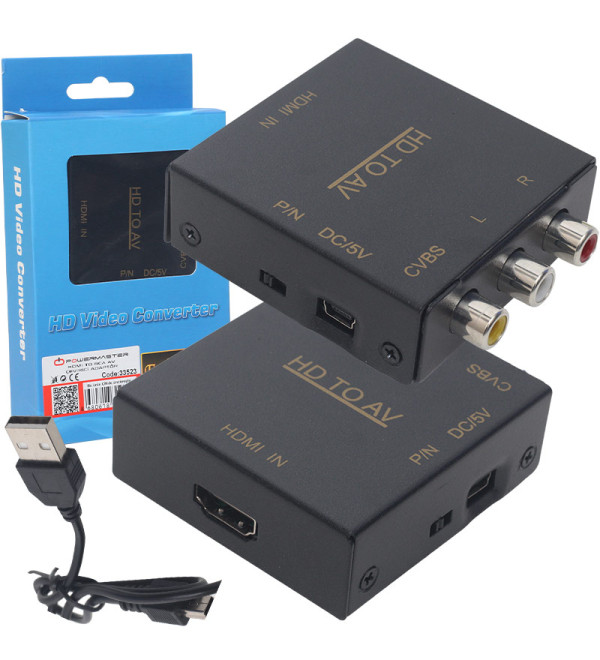 POWERMASTER PM-33523 HDMI TO RCA AV ÇEVİRİCİ ADAPTÖR METAL KASA