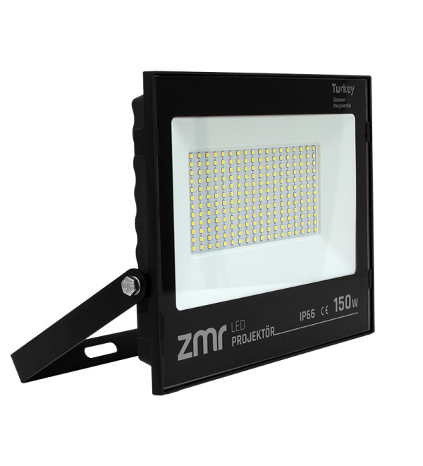 ZMR 150 WATT - 220 VOLT 6500K IP66 150* IŞIK AÇISI SİYAH SLİM KASA BEYAZ LED PROJEKTÖR