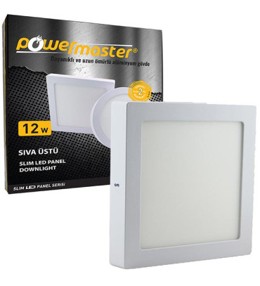 DEXTER POWERMASTER 12 WATT 6500K 170 MM SIVA ÜSTÜ BEYAZ KARE SLIM LED-ECO SPOT PANEL