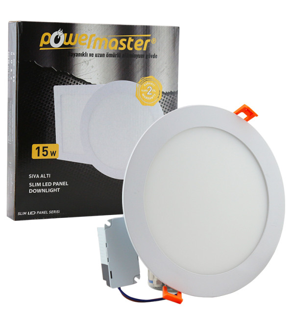 POWERMASTER 15 WATT 3000K 185 MM SIVA ALTI GÜNIŞIĞI YUVARLAK SLIM LED-ECO SPOT PANEL