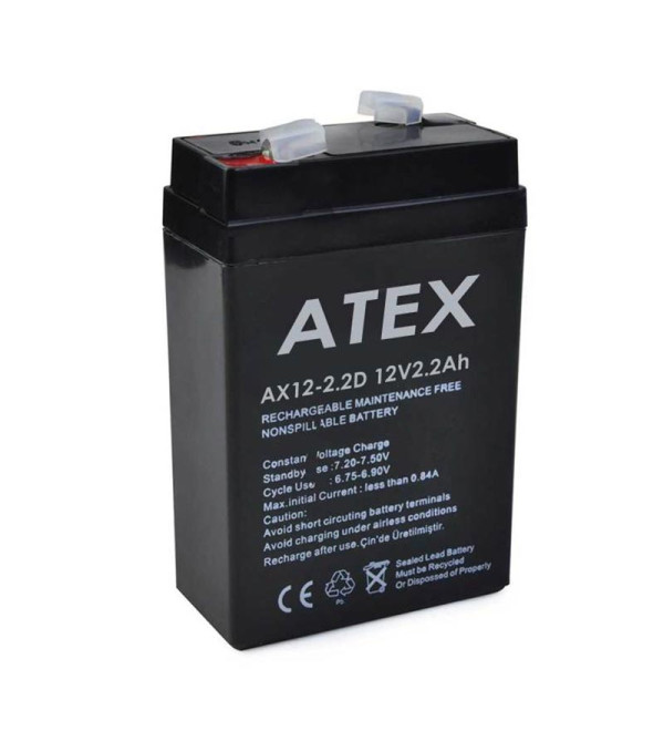 ATEX 12 VOLT - 2.2 AMPER DİK KARE AKÜ (70 X 46 X 101 MM)