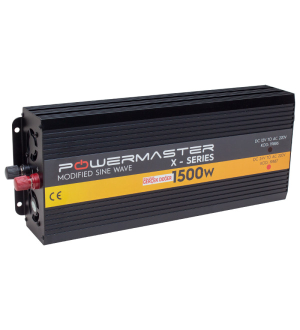 DXT POWERMASTER PWR1500 12 TEK DİJİTAL EKRAN 12 VOLT   1500 WATT MODIFIED SINUS WAVE INVERTER