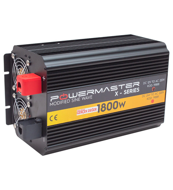 DXT POWERMASTER PWR1800 12 ÇİFT DİJİTAL EKRAN 12 VOLT   1800 WATT MODIFIED SINUS WAVE INVERTER