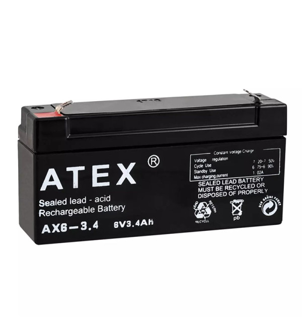 DEXTER ATEX AX6 3.4 6 VOLT   3.4 AMPER YATIK AKÜ (12.5X6X3CM)
