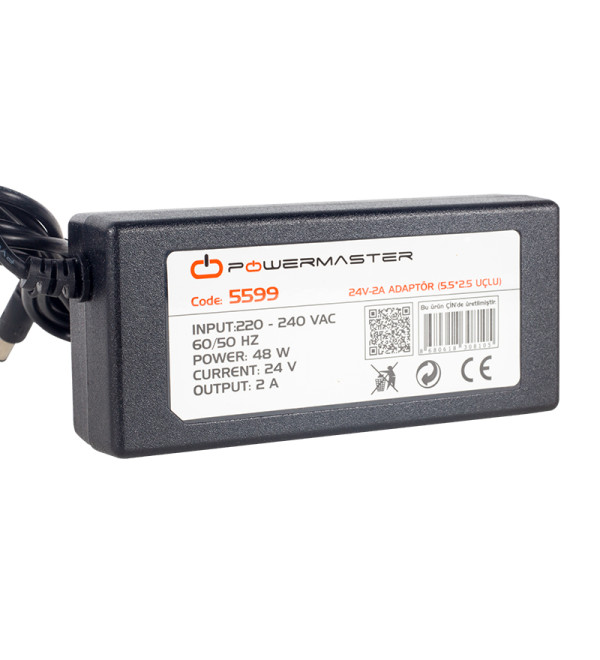 DXT POWERMASTER PM 5599 24 VOLT   2 AMPER 5.5 2.5 UÇLU PLASTİK KASA MASAÜSTÜ ADAPTÖR