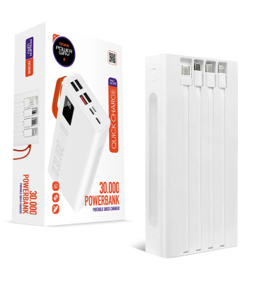 DXT POWERWAY QC30S 30000 MAH DİJİTAL GÖSTERGELİ KENDİNDEN KABLOLU POWERBANK