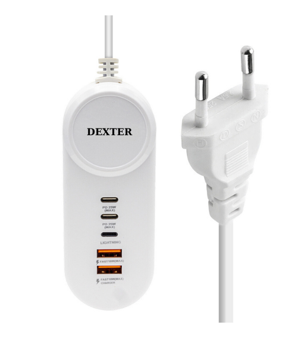 DEXTER 25W CEP TELEFONU ŞARJ İSTASYONU LIGHTNING+ 2 TYPE C + 2 USB