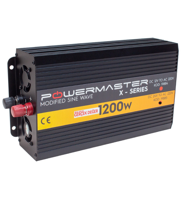 DXT POWERMASTER PWR1200 24 TEK DİJİTAL EKRAN 24 VOLT   1200 WATT MODIFIED SINUS WAVE INVERTER