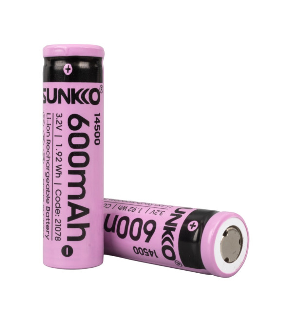 DXT SUNKKO IFR 3.2 VOLT 600 MAH 14500 ŞARJ EDİLEBİLİR PİL (2Lİ PAKET)