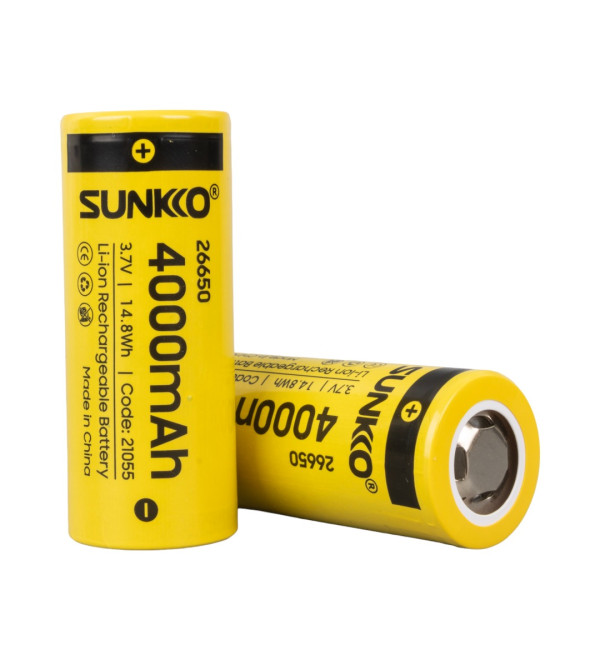 DXT SUNKKO 3.7 VOLT 4000 MAH 26650 ŞARJ EDİLEBİLİR PİL (2Lİ PAKET)