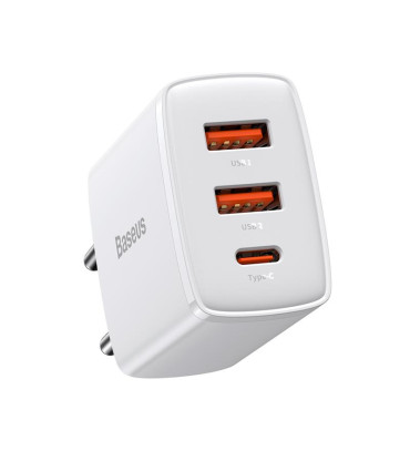 BASEUS COMPACT QC BEYAZ 30W DUVAR ŞARJ CIHAZI ÇIKIŞ :2XUSB 1XTYPE-C CCXJ-E02