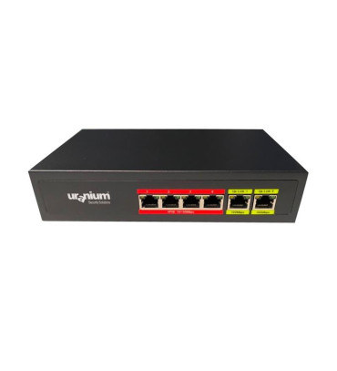 URANIUM POE-4002-48W 4 PORT 10/100 + 2 PORT 10/100 RJ45 UPLINK POE SWITCH(REALTEK CHIPSET)