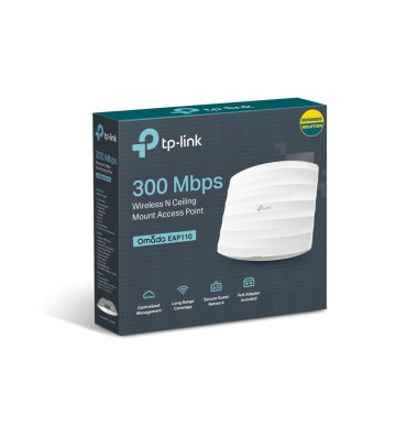 TP-LINK EAP110 1 PORT 10/100 2.4GHZ 300MBPS 2X4DBI ANTEN İÇ ORTAM TAVAN TİPİ ACCESS POINT(ADAPTÖRLÜ)