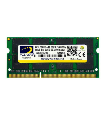 4 GB DDR3 1600MHZ TWINMOS 1.35 CL11 NB MDD3L4GB1600N