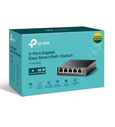 TP-LINK TL-SG105PE 4 PORT GIGABIT POE + 1 PORT UPLINK EASY SMART 65W POE SWITCH