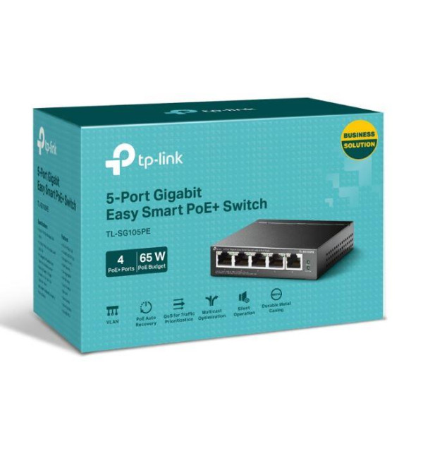 TP-LINK TL-SG105PE 4 PORT GIGABIT POE + 1 PORT UPLINK EASY SMART 65W POE SWITCH