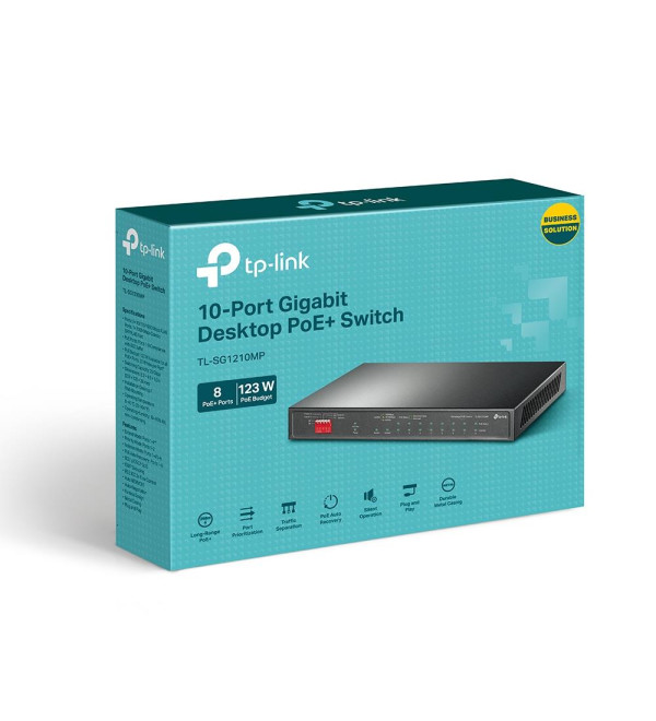 TP-LINK TL-SG1210MP 8 PORT GIGABIT + 1XRJ45/1XSFP COMBO DESKTOP 123W POE SWITCH