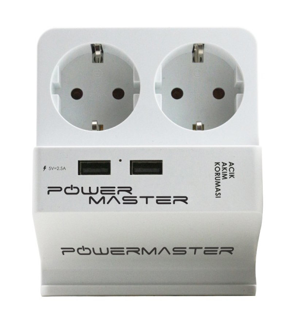 DXT POWERMASTER 16 AMPER   2000 WATT   250 JOULE 2Lİ 1.5 METRE KABLOLU ÇİFT USBLİ KABLOLU AKIM KORUMALI PRİZ