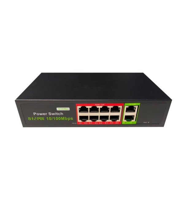 URANIUM POE-8002-96W 8 PORT 10/100 + 2 PORT 10/100 RJ45 UPLINK POE SWITCH (REALTEK CHIPSET)