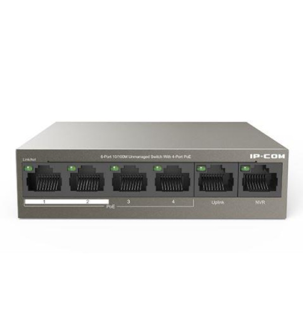 IP-COM F1106P-4-63W 4 PORT 10/100+2X10/100 UPLINK 58W POE SWITCH