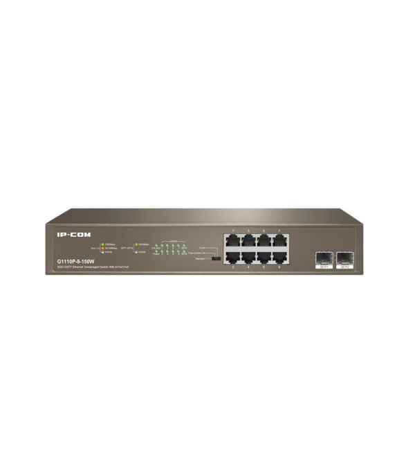 IP-COM G1110P-8-150W 8 PORT GIGABIT + 2X1GB SFP PORT RACKMOUNT 130W POE SWITCH